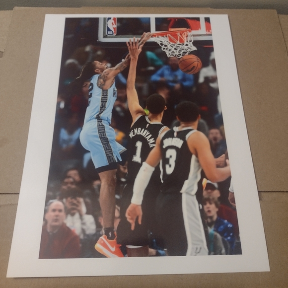 JA MORANT MEMPHIS GRIZZLIES DUNKS💥 ON WEMBY ULTRA PREMIUM GLOSSY 8.5x11 POSTER! - Picture 1 of 7